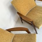 Vintage Fauteuil Met Teak Houten Frame En Gele Bekleding thumbnail 6