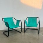 Tweetal Vintage Deense Fauteuils, Xcol, Zwart Staal Met Groene Stof, 1980’s thumbnail 8