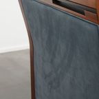 Leuke Schuitema Art Deco Design Bank Met Mooie Blauwe Nubuck Lederen Bekleding thumbnail 13