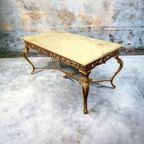 Vintage Onyx Coffee Table / Stenen Salontafel Met 'Goud' thumbnail 3