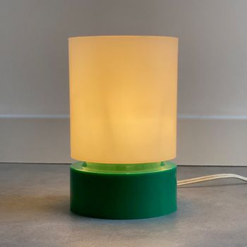 Space Age Groen & Witte Tafellamp, Vintage Plastic Design