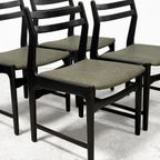 Vintage Houten Mid-century Modern Stoelen Opnieuw Bekleed Met Leer. thumbnail 4