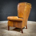 Vintage Geleefde Schaapsleren Wingback Fauteuil thumbnail 14