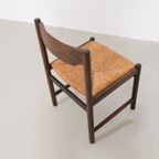 Mid-century Wengé Eetkamerstoelen Met Rotan Zitting - Set Van 4 thumbnail 13