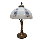 Vintage Messing Lamp Met Witte Opaline Kap thumbnail 6