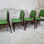 Nieuw Bekleed 4 Vintage Eetkamerstoelen Opnieuw Bekleed Groene Stoelen thumbnail 9