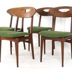 Set 4 Eetkamerstoelen Vintage Stoelen Nieuw Bekleed Gerestaureerd thumbnail 6