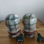 Set Vintage (onyx) Marmeren Tafellampjes/nachtlampjes (+/- Jaren 50-60). thumbnail 11