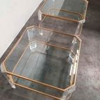 Hollywood Regency Messing Glas Tafel Set 70s thumbnail 9