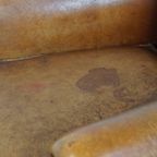 Karaktervolle En Comfortabele Cognac-kleurige Vintage Schapenleren Armchair thumbnail 9