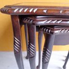 Engelse Vintage Mimiset, Miniset, Set Van 3 Bijzettafeltjes thumbnail 9