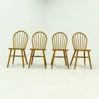 Set Of 4 Scandinavian Spindle Back Dining Chairs In Style Of Akerblom 1960s thumbnail 4