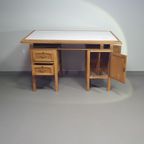 Large Oak Architect Desk / Table 1940'S thumbnail 3