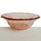Art Deco Roze Glas Roomstel Met Serveerblad 1930’s thumbnail 4