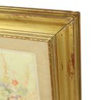 Stilleven Bloemen Schilderij Doek Gouden Lijst Gesigneerd 1970 thumbnail 10