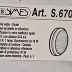 Vintage Simes Buitenlamp Wandlamp Metaal Glas ’80 Italy Wit thumbnail 10