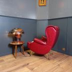 Rode Italiaanse Vintage Designfauteuil thumbnail 11
