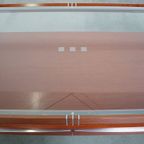 Prachtige Art Deco Salontafel Van Schuitema Uit De Decoforma Serie Met Een Glazen Blad En 4 Lades thumbnail 2