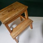 Massief Vintage Tyle Houten 2 Stap Krukje/ Plantentafel 50 Cm H thumbnail 2