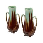 Franse Art Nouveau Majolica Vazen Orchies L’herminè Declercq 27cm thumbnail 2