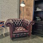 Chesterfield Medburn Fauteuil - Antiek Rood Met Knopenzit thumbnail 9
