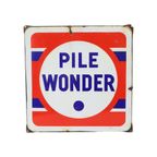 Frans Emaille Reclame Bord Pile Wonder Jaren 50 Mancave 43X43Cm thumbnail 2