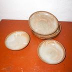 Set Of 4 Grès White-Glazed Ceramic Bowls* Stoneware Serving Dishes thumbnail 5