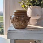 Vintage Voorraad Pot Met Deksel, Groen Bruin Met Reliëf Deco thumbnail 13
