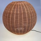 Rotan Bolvormige Vloerlamp / Tafellamp. Duitsland 1980'S thumbnail 13