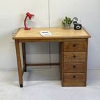 Antiek Bureau Art Deco Eiken Met Ladeblok thumbnail 3