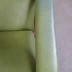 Zeer Comfortabele En Tijdloze Groene Rundleren En Houten Vintage Jaren ’60 Design Fauteuil thumbnail 9