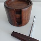 Vintage Set. Deens Ontwerp. Houten Onderzetters (6) En Kurkentrekker. thumbnail 7