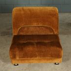 Midcentury Modulaire Bank – Bruine Ribstof – Jaren 70 thumbnail 2