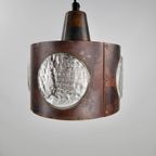 Vintage Hanglamp Uit Denemarken Koper En Glas thumbnail 2