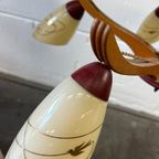 Vintage Rockabilly Luster / Hanglamp Met Hout / Opaline thumbnail 8