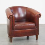 Comfortabele Vintage Schapenleren Clubfauteuil In Engelse Stijl Met Een Mooi Patina thumbnail 2