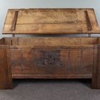 Zeer Grote 16e Eeuwse Primitieve Eikenhouten Kist/ Salontafel/ Dressoir thumbnail 9