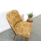 Bloemen Stoel Met Bruin Kunstleder Vintage thumbnail 5