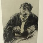 Grote Houtskool Tekening Advocaat Kunst Driesschaert Gedateerd 1974 thumbnail 11