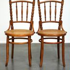 Set Van 4 Originele En Antieke Thonet Bistro Stoelen Met Een Fantastische Uitstraling thumbnail 16