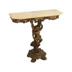 Oude Vergulde Console Met Cherubijn Marmer Hollywood Regency thumbnail 10