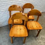 4X Vintage Stoere Houten Eetkamerstoel - Grenen, Daumiller thumbnail 4