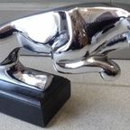 Jaguar Mascotte In Verchroomd Brons. thumbnail 7