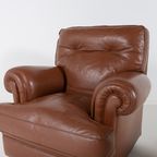 Pair Of Brown Leather Club Armchairs / Fauteuil From 1970’s, Italy thumbnail 13