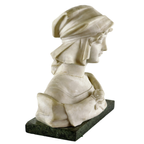 Zwaar Antiek Sculptuur Buste Jonge Boerin Albast Groen Marmer Ca1900 thumbnail 11