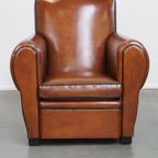 Zeer Mooie Design Fauteuil/ Armchair Gemaakt Van Eersteklas Schapenleer thumbnail 3