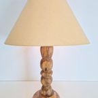 Vintage Brutalist Eik Hout Tafellamp ’50 Mid Century Japandi thumbnail 8