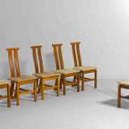 Geometrische Postmoderne Italiaanse Eetkamerstoelen Met Webbing Zitvlak, 1980S thumbnail 6