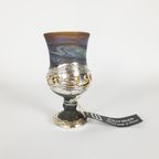Sherman Art Works - 925 Sterling Zilver - Glas - Gesigneerd - Kiddush Cup - Israel thumbnail 2