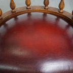 Rode Rundleren In Hoogte Verstelbare Chesterfield Bureaustoel In Engelse Stijl thumbnail 6